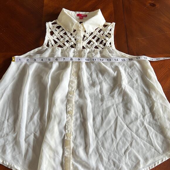 Bongo Jr Size M Cream Chiffon Sleeveless Blouse - Picture 6 of 9